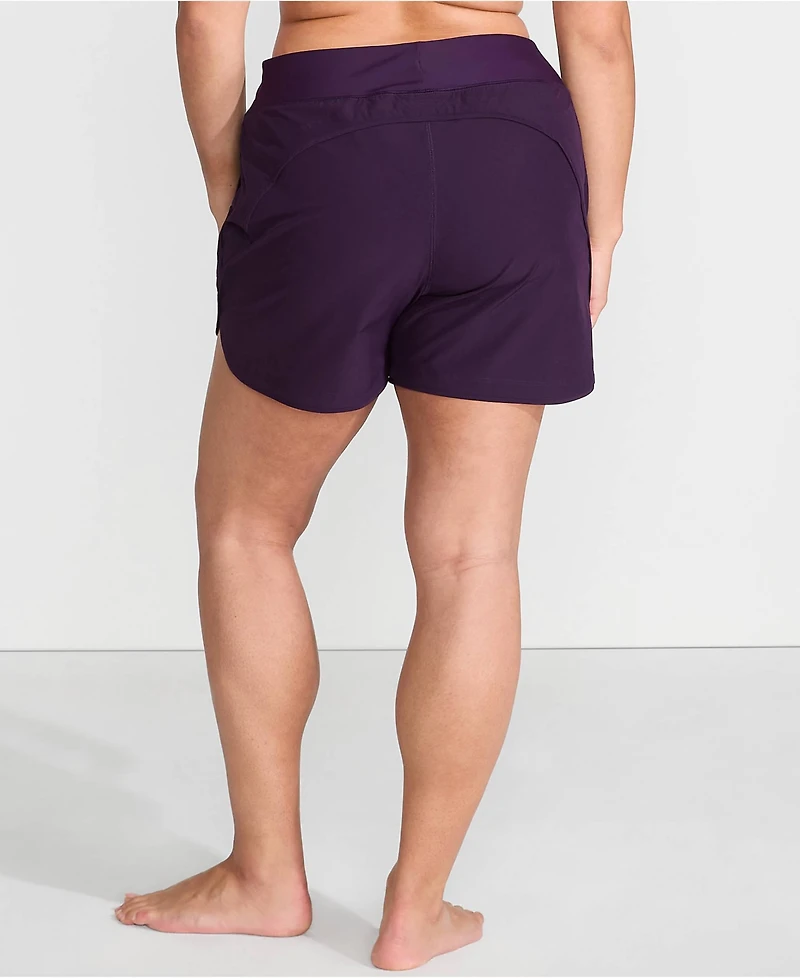 Lands' End Women's Curvy Fit 5" Quick Dry Board Shorts Swim with Panty