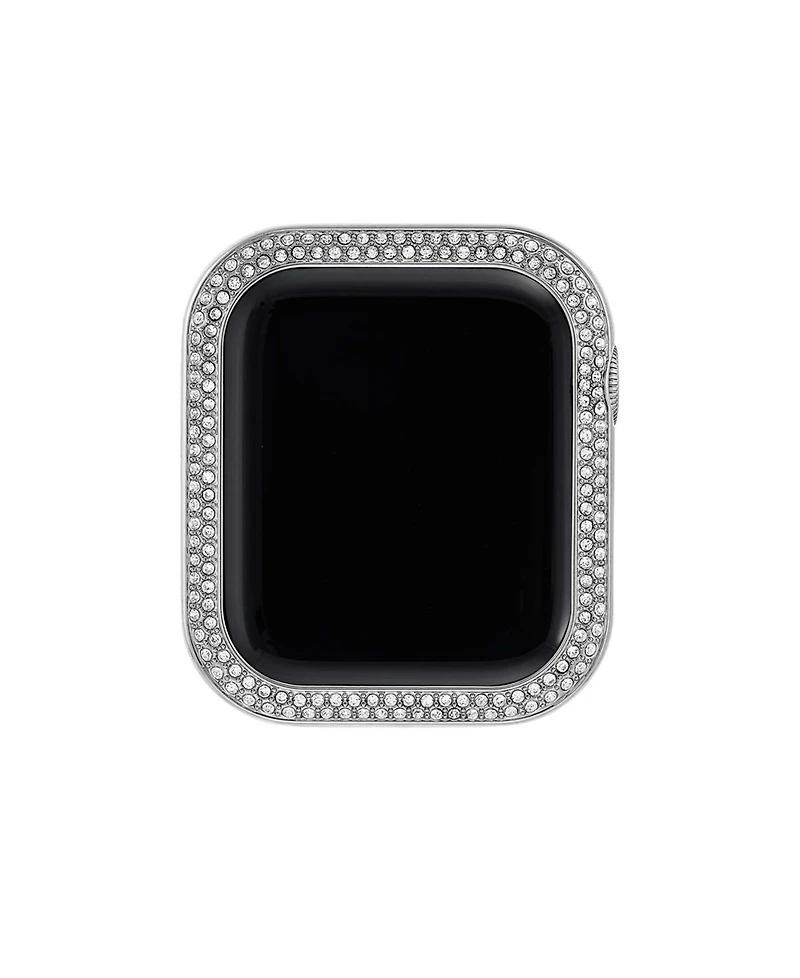 Anne Klein Women's Premium Crystal Silver-Tone Alloy Metal Protective Case designed for Apple Watch 45mm