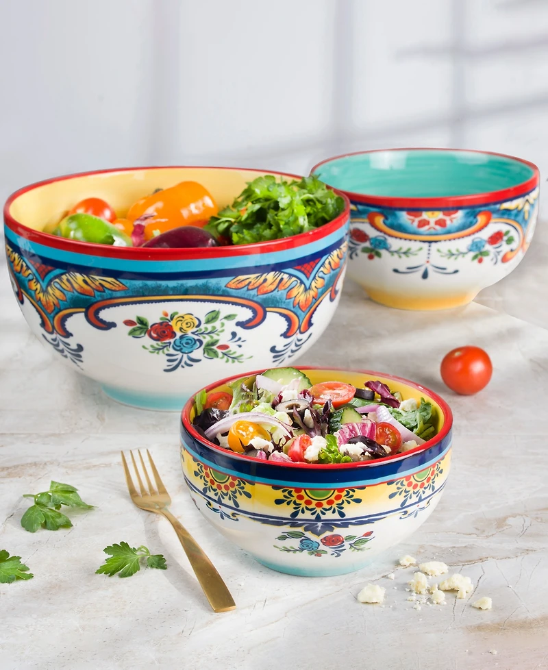 Euro Ceramica Zanzibar Nesting Bowls, Set of 3