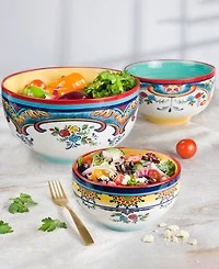 Euro Ceramica Zanzibar Nesting Bowls, Set of 3