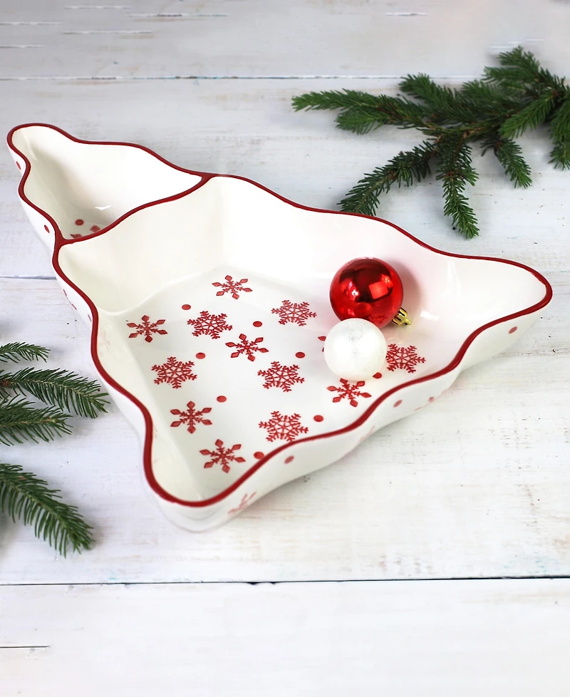 Euro Ceramica Winterfest Chip & Dip Tree Platter