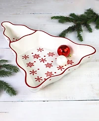 Euro Ceramica Winterfest Chip & Dip Tree Platter