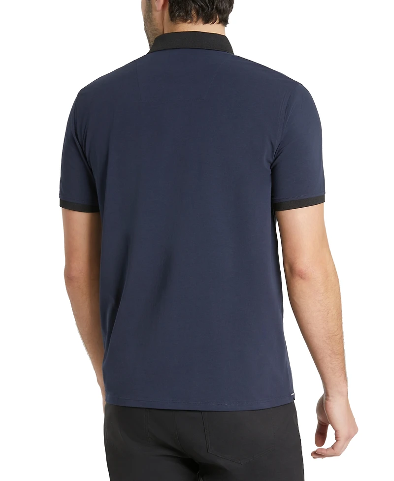 Kenneth Cole Men's Solid Button Placket Polo Shirt
