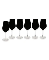 Black Water Glasses with Stem 9.5", Set of 6