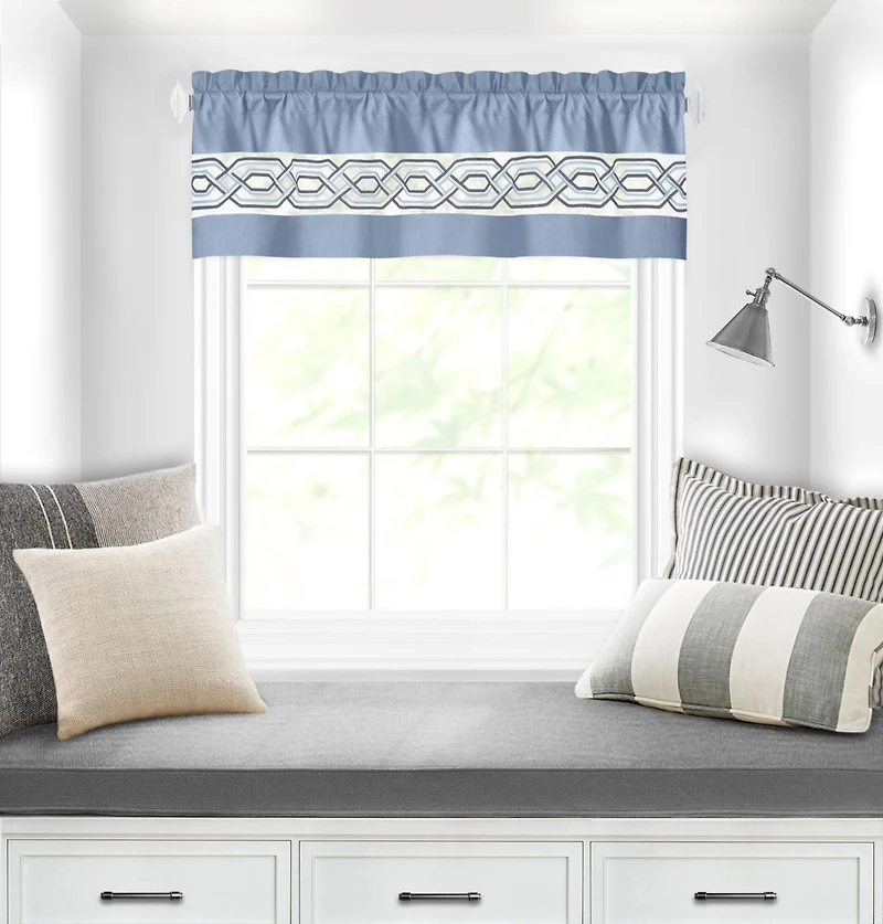 Kate Aurora Pacifico Rod Pocket Embroidered Window Valance