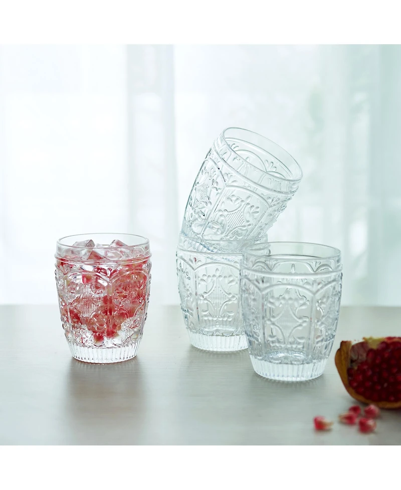Fitz and Floyd Trestle 10-oz Double Old Fashioned Glasses 4-Piece Set