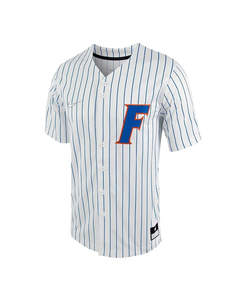 Men's Nike White, Royal Florida Gators Pinstripe Replica Full-Button Baseball Jersey