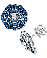 Le Vian Denim Ombre (1-1/2 ct. t.w.) & Nude Diamond (1/10 ct. t.w.) Flower Stud Earrings in 14k White Gold