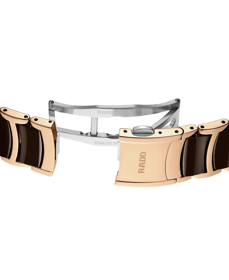 Rado Unisex Swiss Automatic Centrix Diamond (1/ ct. t.w.) High-Tech Ceramic & Rose Gold Pvd Bracelet Watch 39mm