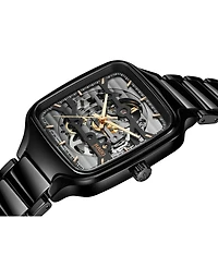 Rado Unisex Swiss Automatic True Square Skeleton Black High-Tech Ceramic Bracelet Watch 38mm