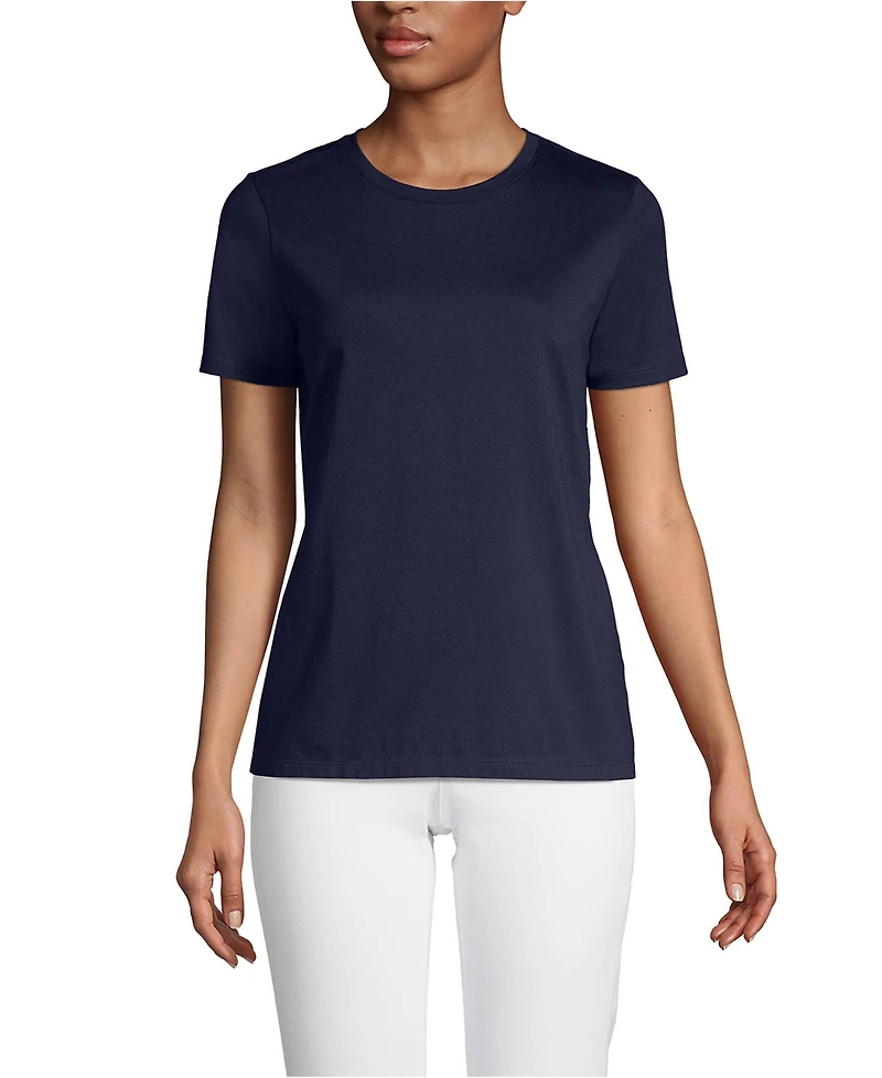 Lands' End Women's Relaxed Supima Cotton Short Sleeve Crewneck T-Shirt