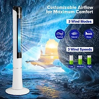 Costway Portable 48'' Tower Fan 80 °Oscillating Bladeless Fan w/Remote & Led Control