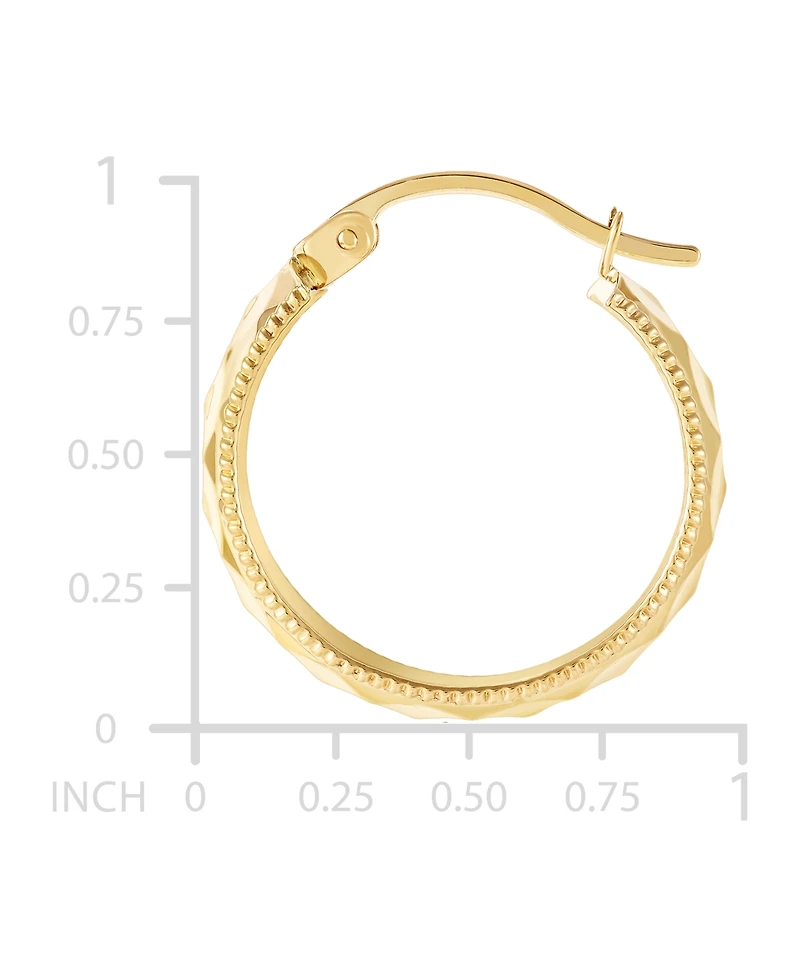 Wide Width Patterned Small Hoop Earrings in 10k Gold, 1"
