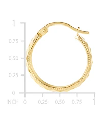 Wide Width Patterned Small Hoop Earrings in 10k Gold, 1"