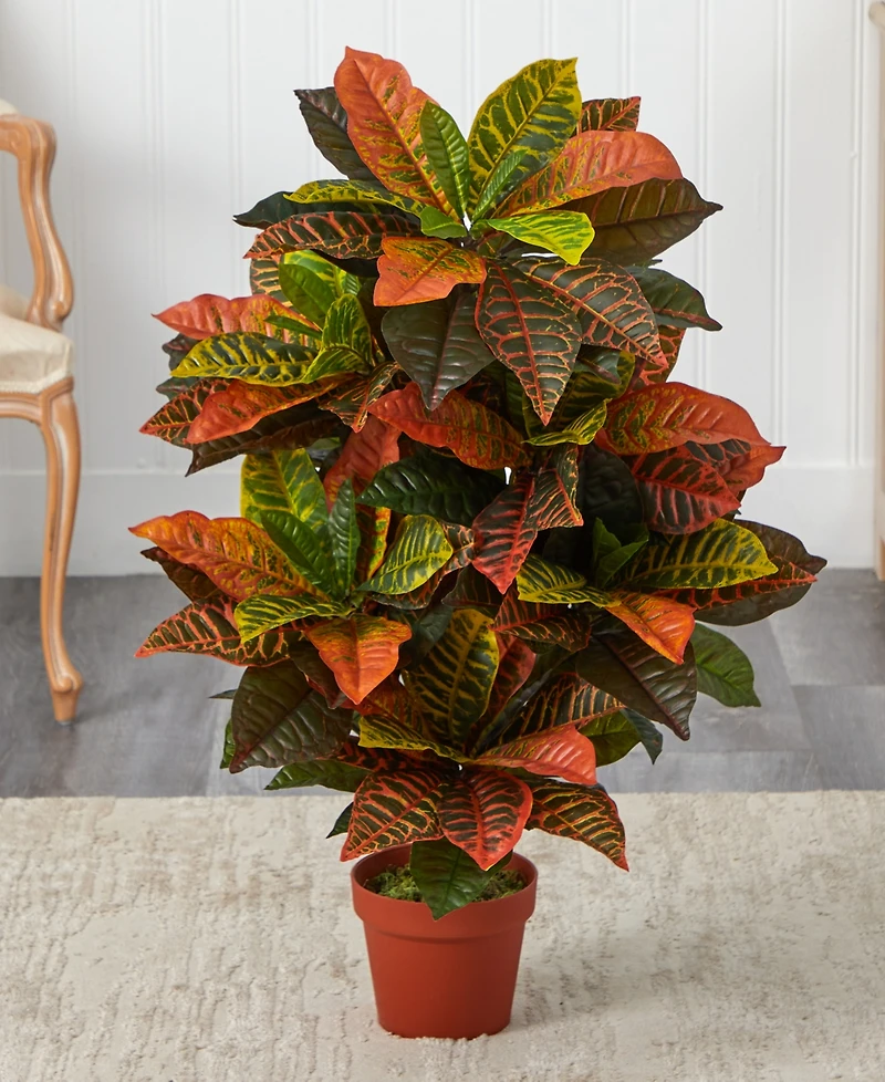 Nearly Natural 39" Croton Artificial Plant (Real Touch)
