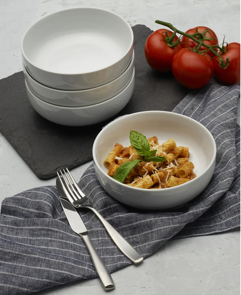 Fitz and Floyd Everyday Whiteware Small Pasta Bowls 4 Piece Set