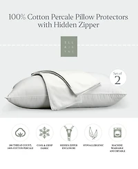 Ella Jayne 100% Cotton Percale Hidden Zipper 2-Pack Pillow Protectors
