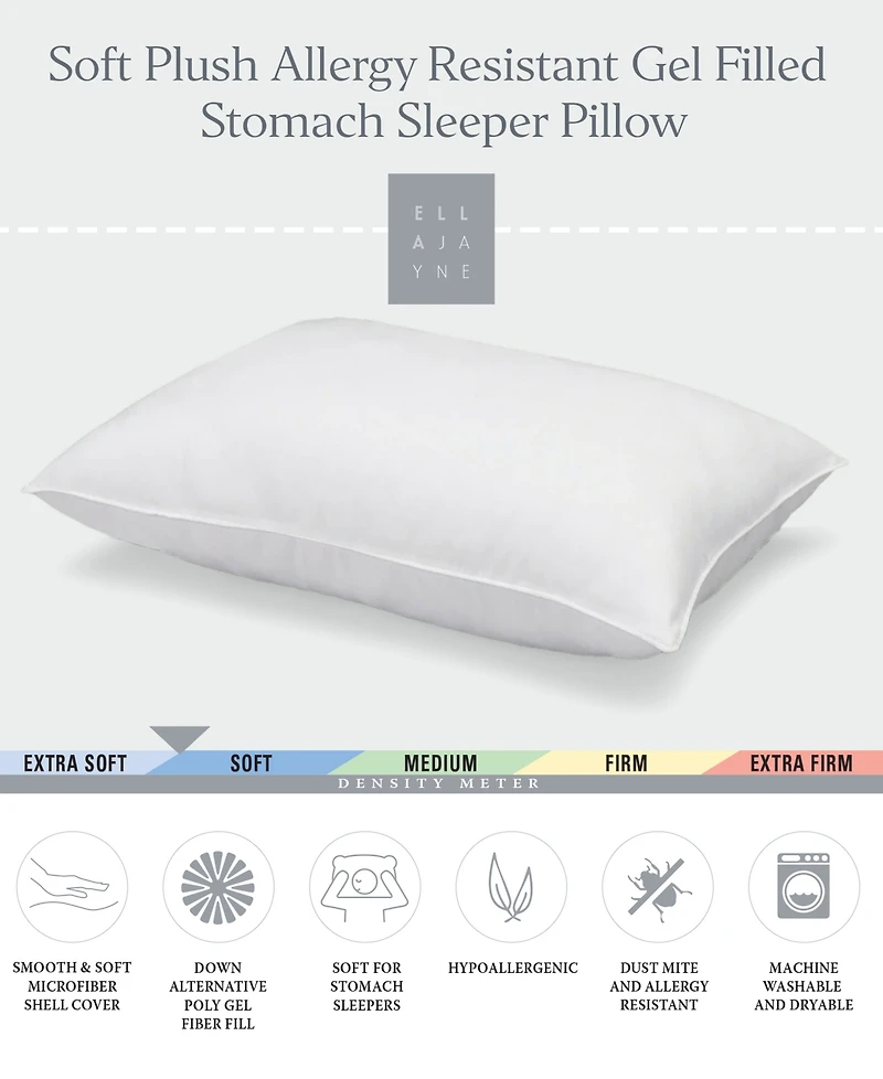 Ella Jayne Signature Plush Allergy-Resistant Soft Density Stomach Sleeper Down Alternative 4-Pack Pillow, King
