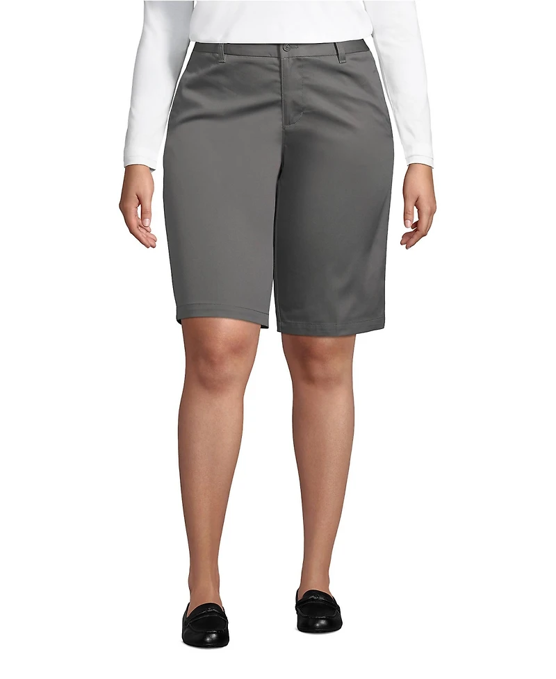 Lands' End Women's Plus Plain Front Blend Chino Shorts