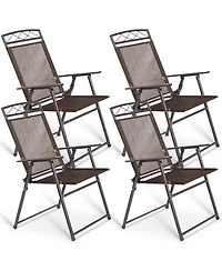 Costway Set of 4 Patio Folding Sling Chairs Steel Textilene Camping