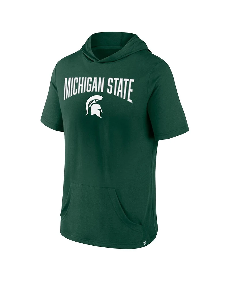 Men's Fanatics Green Michigan State Spartans Outline Lower Arch Hoodie T-shirt