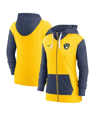 Women's Nike Gold Milwaukee Brewers Full-Zip Hoodie
