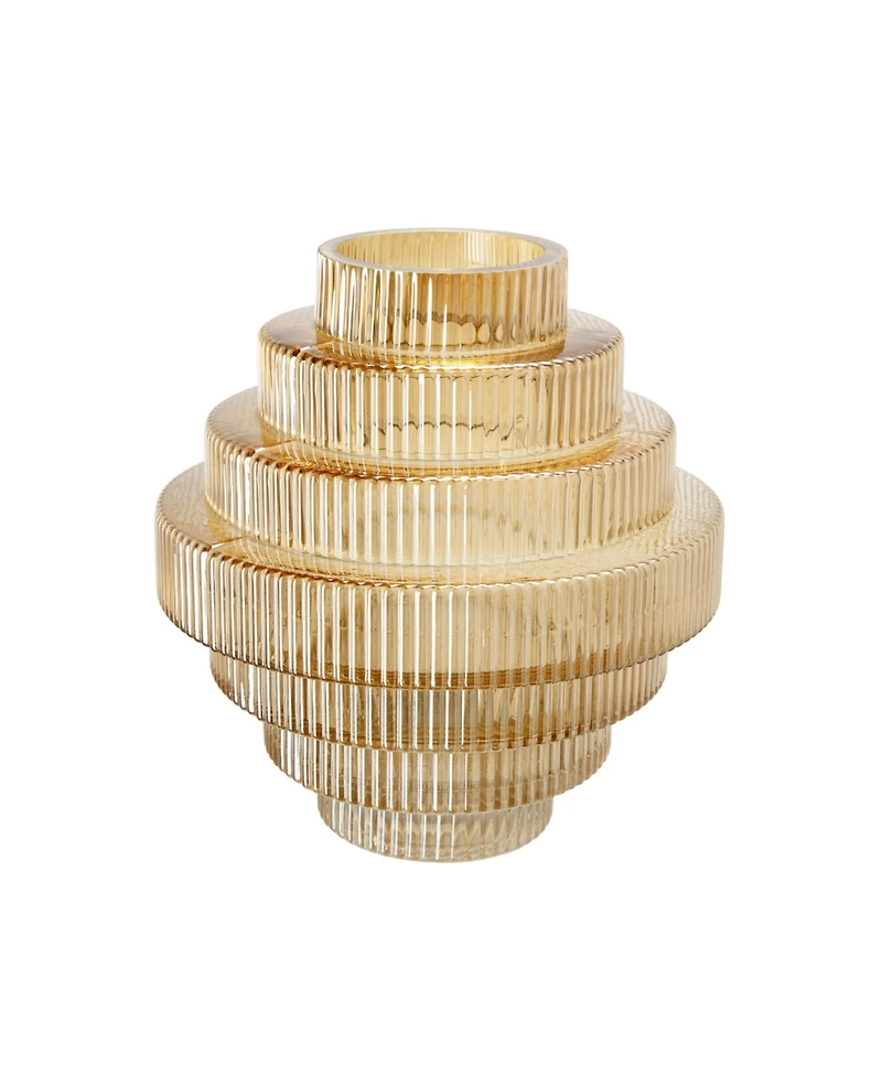 Ab Home Ribbed Geometric Glass Vase