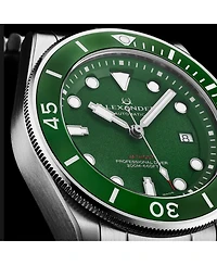 Alexander Vathos 3 Men s Swiss Made Watch Green Dial Green Bezel Luminous Hands and Markers Stainless Steel Case and Bracelet 42mm Case Date Window