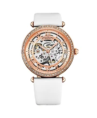 Stuhrling Women's Legacy White Leather , Two-Tone Rose-Gold Dial , 45mm Round Watch