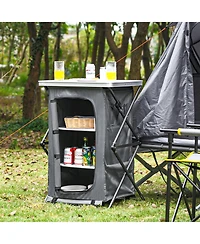 Folding Pop-Up Cupboard Compact Camping Storage Cabinet
