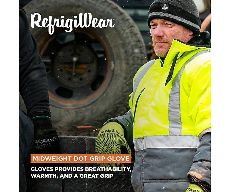 RefrigiWear Men's Midweight Dot Grip Gloves - Insulated Knit Work with Pvc Grip, Sold by the Dozen