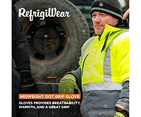 RefrigiWear Men's Midweight Dot Grip Gloves - Insulated Knit Work with Pvc Grip, Sold by the Dozen