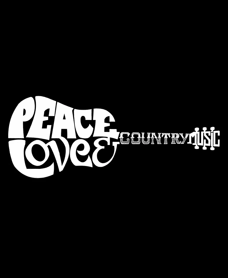 La Pop Art Men's Peace Love Country Word Long Sleeve Hooded Sweatshirt