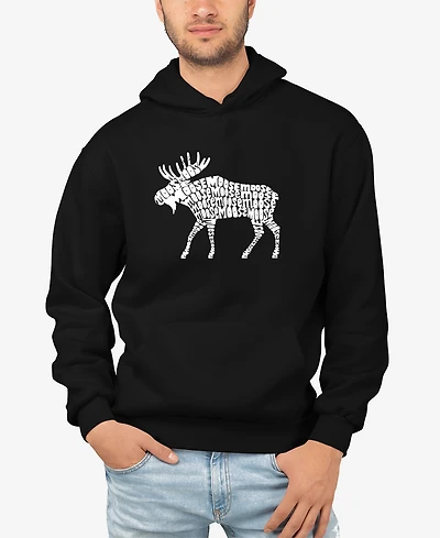La Pop Art Men's Moose Word Long Sleeve Hooded Sweatshirt