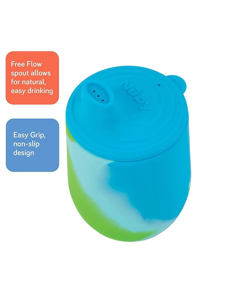 Nuby Silicone Tie-dye Baby First Training Cup, 6oz, Blue/Green