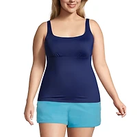Lands' End Plus Square Neck Underwire Tankini Swimsuit Top Adjustable Straps