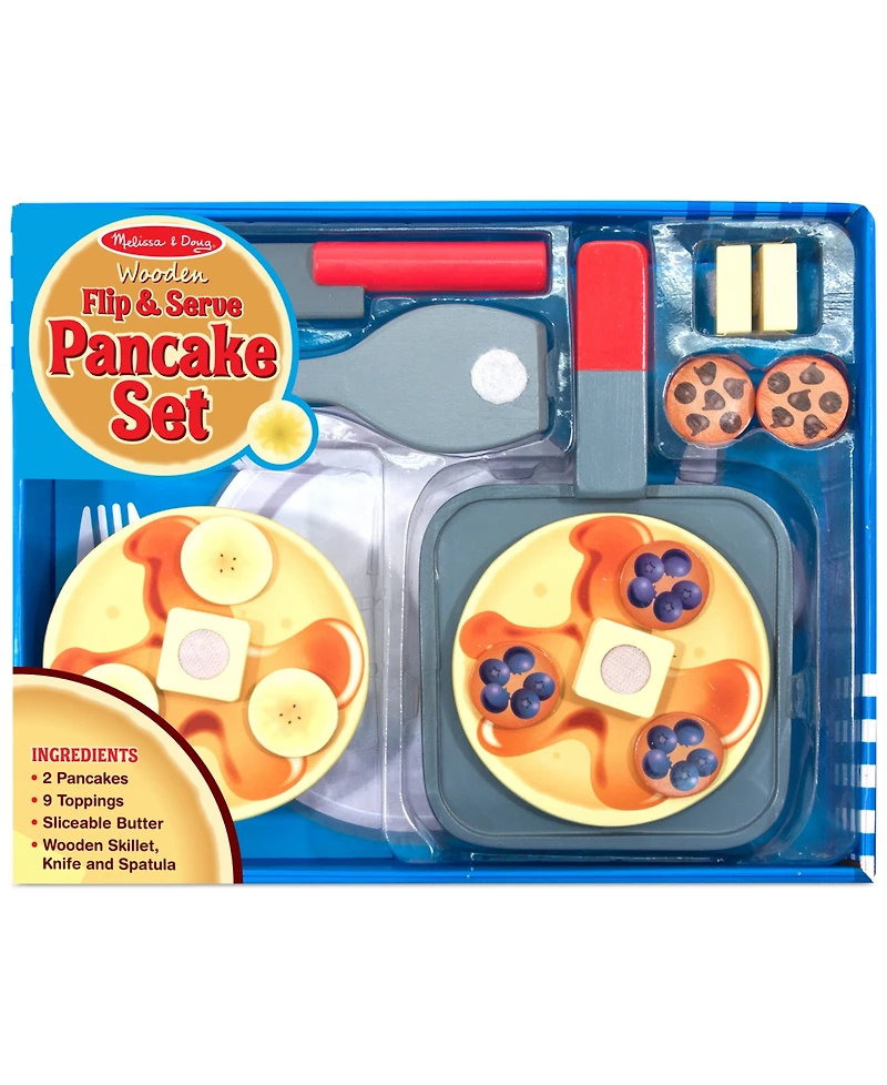 Melissa and Doug Kids' Wooden Flip & Serve Toy Pancake Set