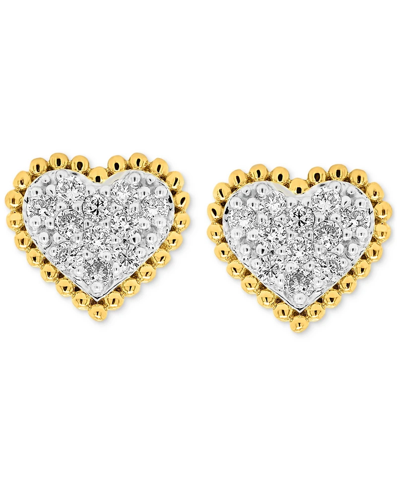 Forever Grown Diamonds Lab-Created Diamond Heart Cluster Bead Frame Stud Earrings (1/4 ct. t.w.) in 14k Gold-Plated Sterling Silver