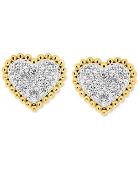Forever Grown Diamonds Lab-Created Diamond Heart Cluster Bead Frame Stud Earrings (1/4 ct. t.w.) in 14k Gold-Plated Sterling Silver