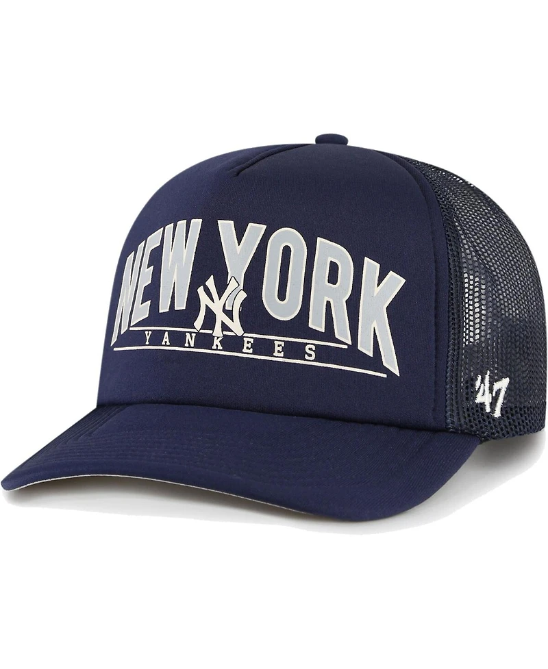 Men's '47 Brand Navy New York Yankees Backhaul Foam Trucker Snapback Hat