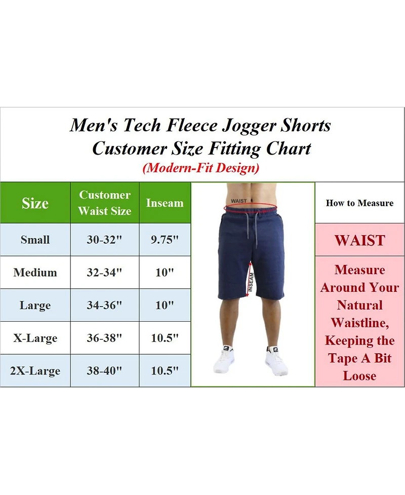 Wicked Stitch Men's Slim Fit Tech Fleece Performance Active Jogger Shorts
