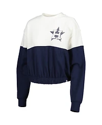Women's '47 Brand White, Navy Houston Astros Take Two Bonita Pullover Sweatshirt