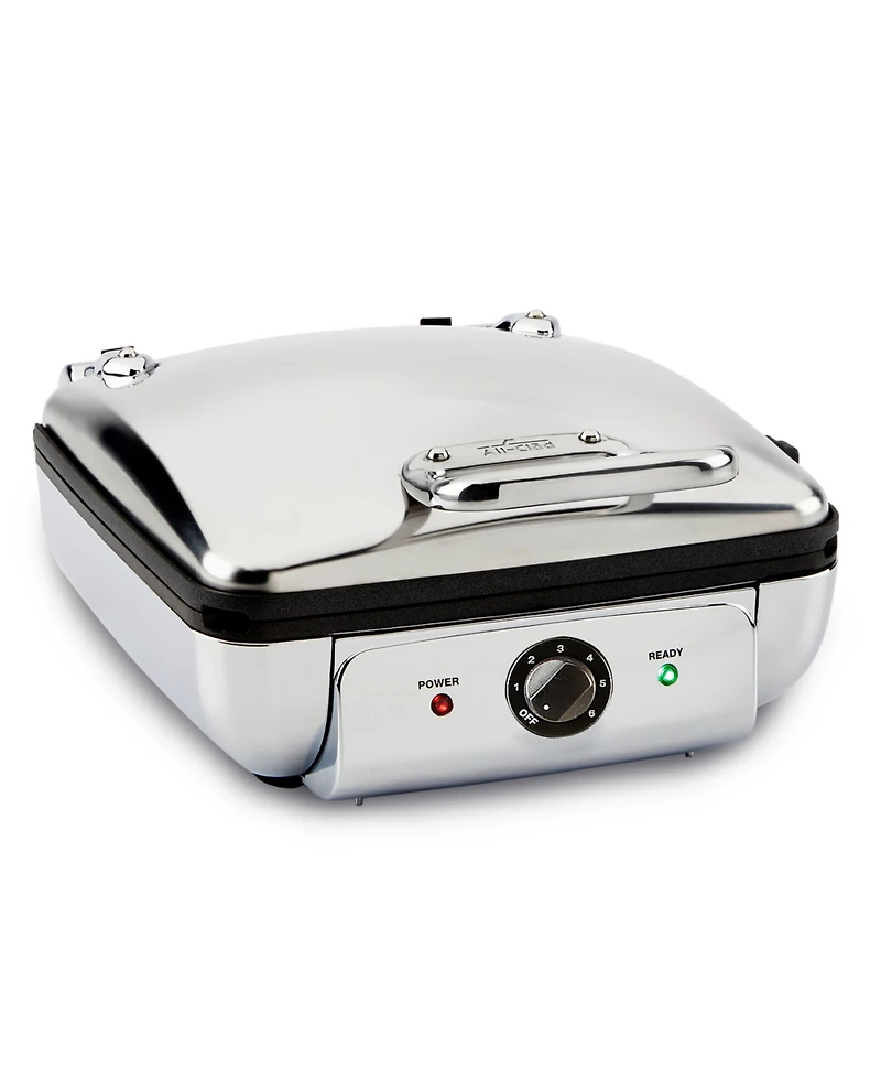 All-Clad Gourmet Mechanical Stainless Steel Belgian Waffle Maker with Removable Plates, 4 Slice