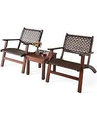 Costway 3PCS Patio Rattan Furniture Set Coffee Table