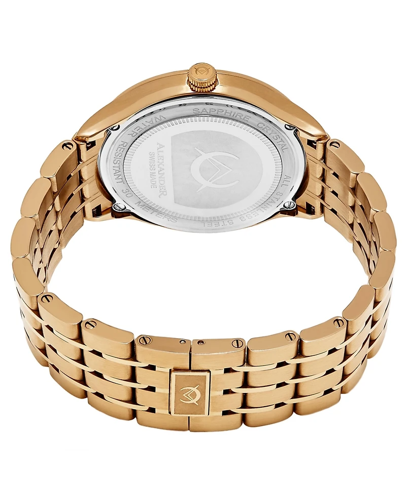 Alexander Men's Triumph Gold-Tone Stainless Steel , Black Dial , 42mm Round Watch