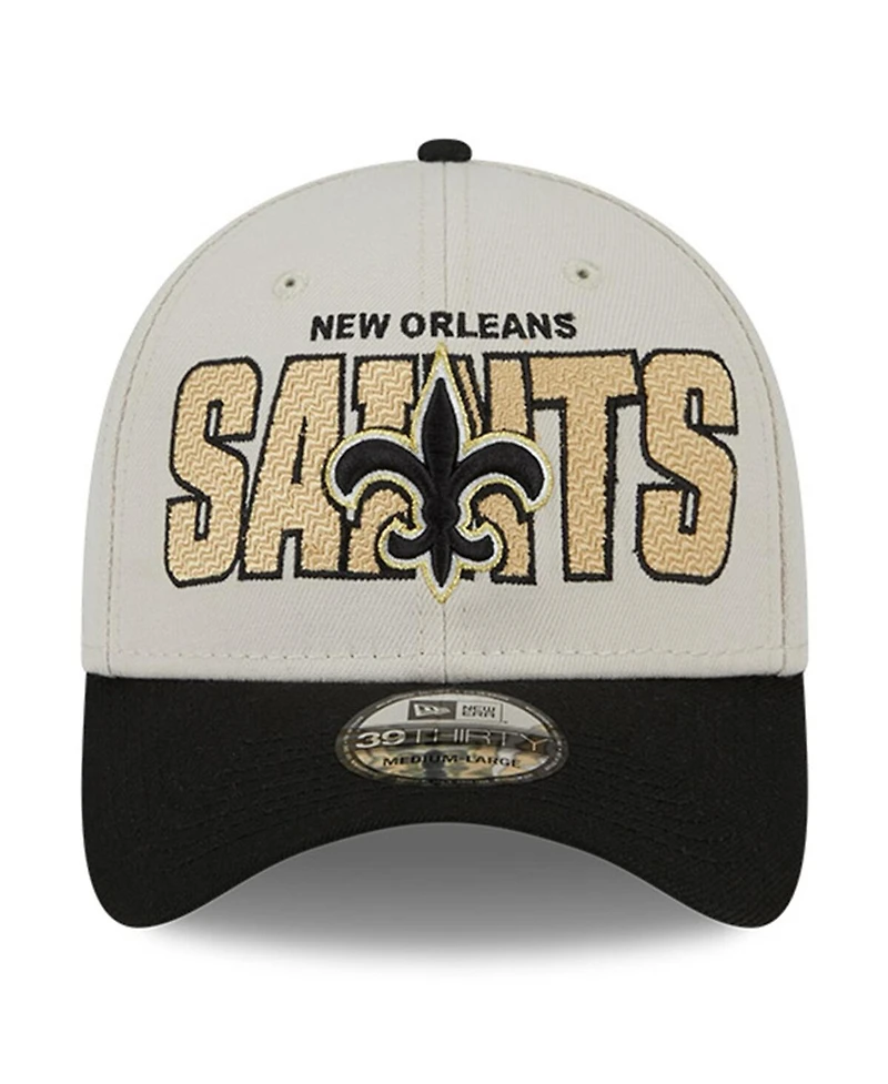 Men's New Era Stone, Black Orleans Saints 2023 Nfl Draft 39THIRTY Flex Hat