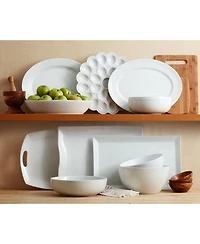 Fitz and Floyd Everyday Whiteware Beaded Bowl and Platter Serve Set