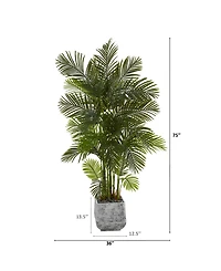 Nearly Natural 75in. Areca Palm Artificial Tree in White Planter