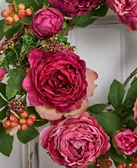 Nearly Natural 20" Peony and Berry Wreath