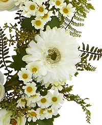 Nearly Natural 24" Mixed Daisies and Ranunculus Wreath